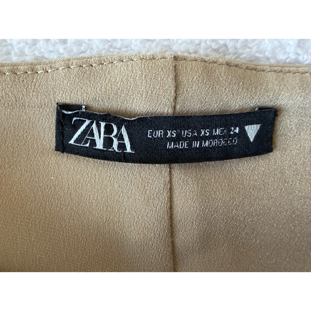 ZARA Strapless Pleated Tube Top classic beige Sz-XS - Picture 4 of 9